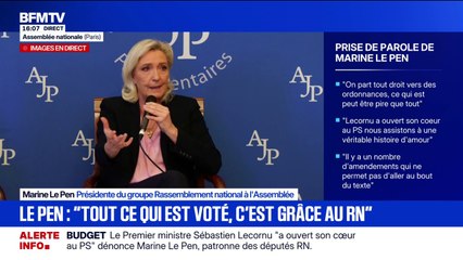 "Je ne suis pas pour l'union des droites", martèle Marine Le Pen, présidente du groupe Rassemblement National