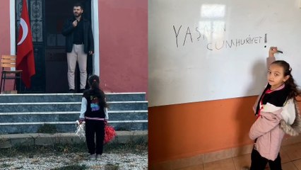 Konya'da 1 öğretmenli, 1 öğrencili okulda 29 Ekim töreni