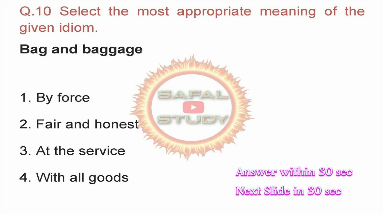 Practice Set 02 for SSC CHSL 2025 Exam - 30 sec/Q - SSC GD MTS CHSL CGL RRB IBPS PSC UPSC STATE PSC