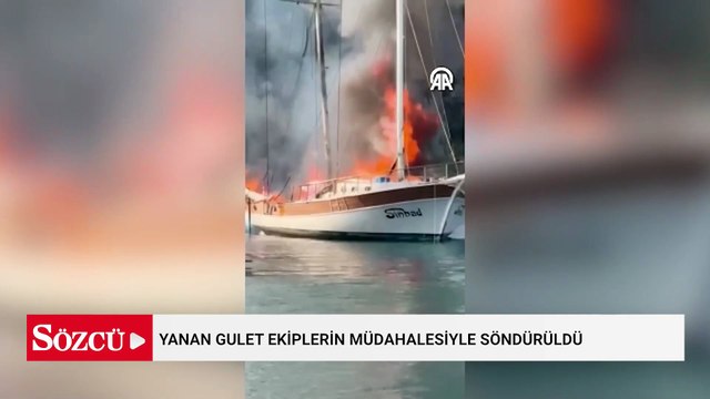 Yanan gulet ekiplerin müdahalesiyle söndürüldü