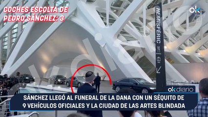 Sánchez llegó al funeral de la DANA con un séquito de 9 vehículos oficiales y la Ciudad de las Artes blindada