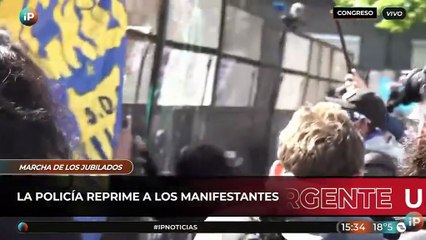 Represión a una nueva marcha de jubilados en Congreso
