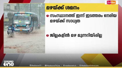 സംസ്ഥാനത്ത് കനത്ത മഴയ്ക്ക് ശമനം; ഇന്ന് ഇടത്തരം നേരിയ മഴക്ക് സാധ്യത