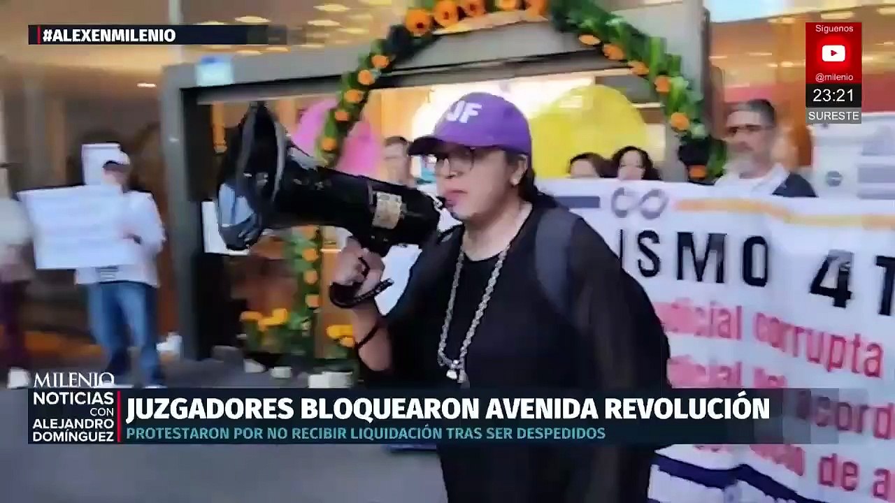 Exmagistrados y jueces bloquean Avenida Revolución por liquidaciones pendientes