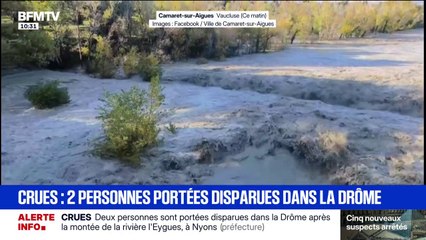 Crues: deux personnes sont portées disparues dans la Drôme après la montée de la rivière de l'Eygues, à Nyons