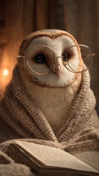 owl reading a book