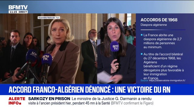 Résolution du RN sur les accords franco-algériens: Plus rien ne justifie le maintien de cette convention aujourd'hui , affirme Marine Le Pen