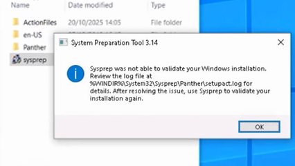 Sysprep was not able to validate your windows installation in windows 11/10/8/7/server - Fix Error
