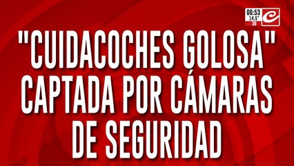 "Cuidacoches golosa" quedó escrachada por las cámaras de seguridad