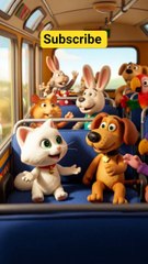 animals are traveling in the bus