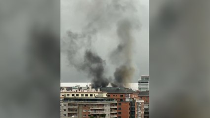 Un incendio en las proximidades del estadio Santiago Bernabéu genera alarma entre vecinos