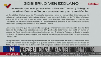 Comunicado Venezuela rechaza amenaza de Trinidad y Tobago - 26.10.2025
