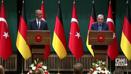 SON DAKİKA... Cumhurbaşkanı Erdoğan ve Merz'den ortak basın açıklaması: Ticarette hedef 60 milar dolar