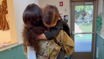 Airman Sister Runs To Surprise Sister Off School Bus