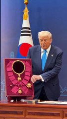 President Trump is taken back after he was gifted South Korea’s highest honor