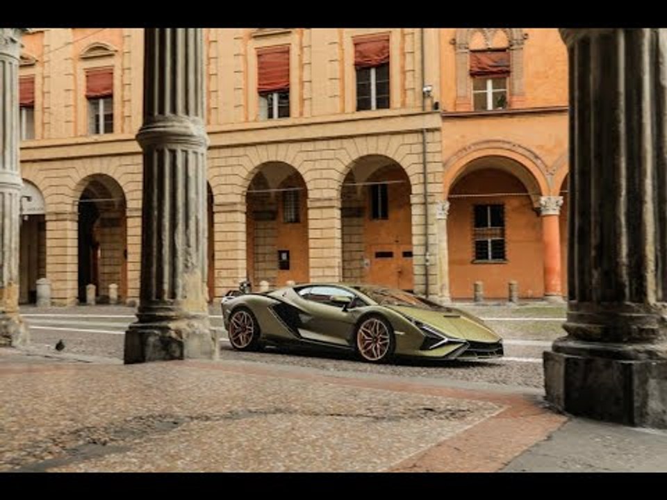 Lamborghini Sián homage the Bologna's arcades UNESCO heritage