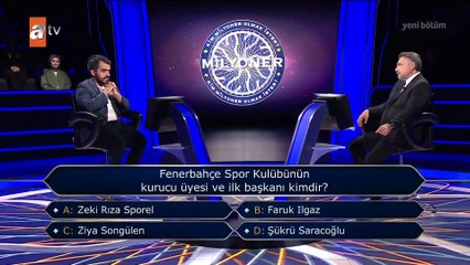Milyoner'de sorulan 1 milyon TL'lik soru "Fenerbahçe" oldu, yarışmacı soruyu bilemeyip çekildi
