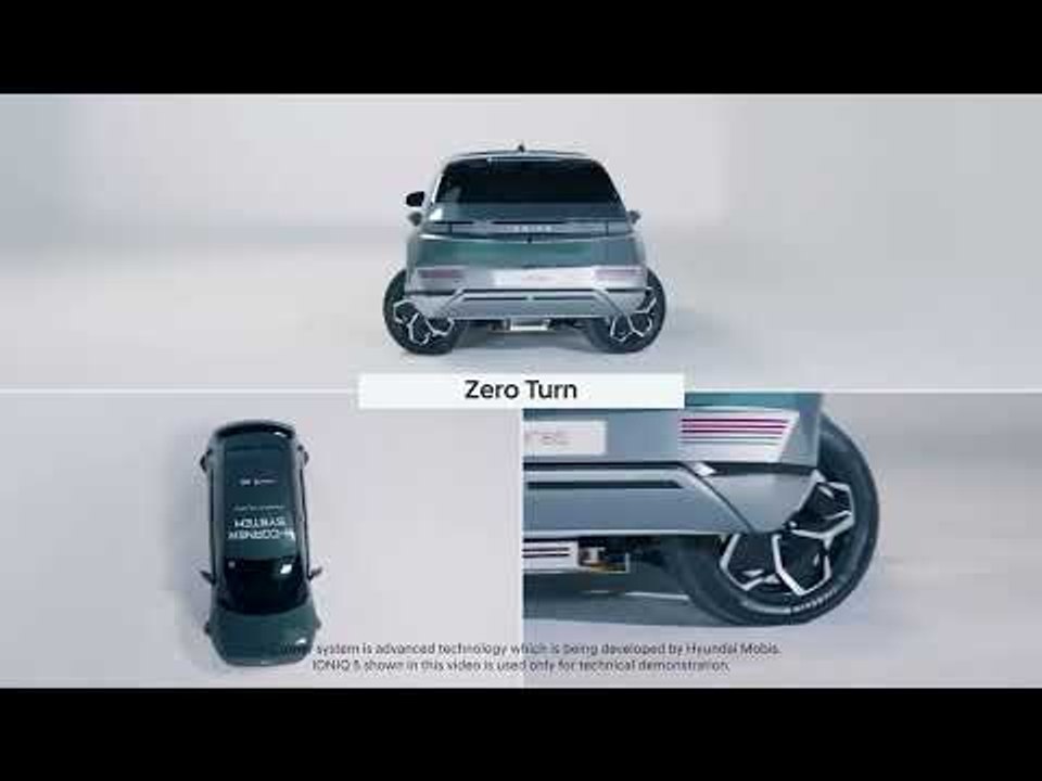 Hyundai Ioniq 5 Prototyp mit diagonal Fahren- (crab drive) & Zero-Turn-Modi System (e-Corner)