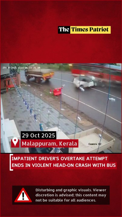 Speeding Car Crashes Head-On Into Bus While Overtaking on Curve — Driver Miraculously Survives