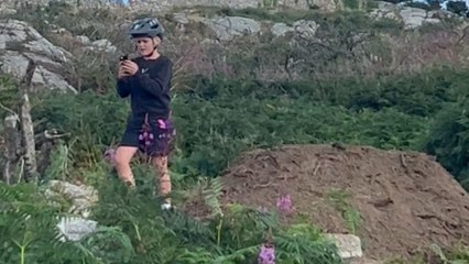 Bike ride goes from smooth jumps to sudden crash on the trail