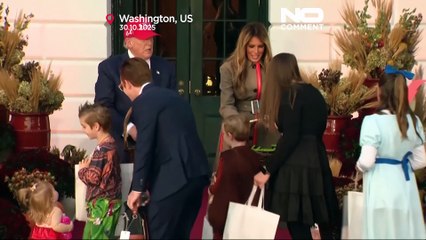 Trump and first lady hand out candy at White House Halloween celebration