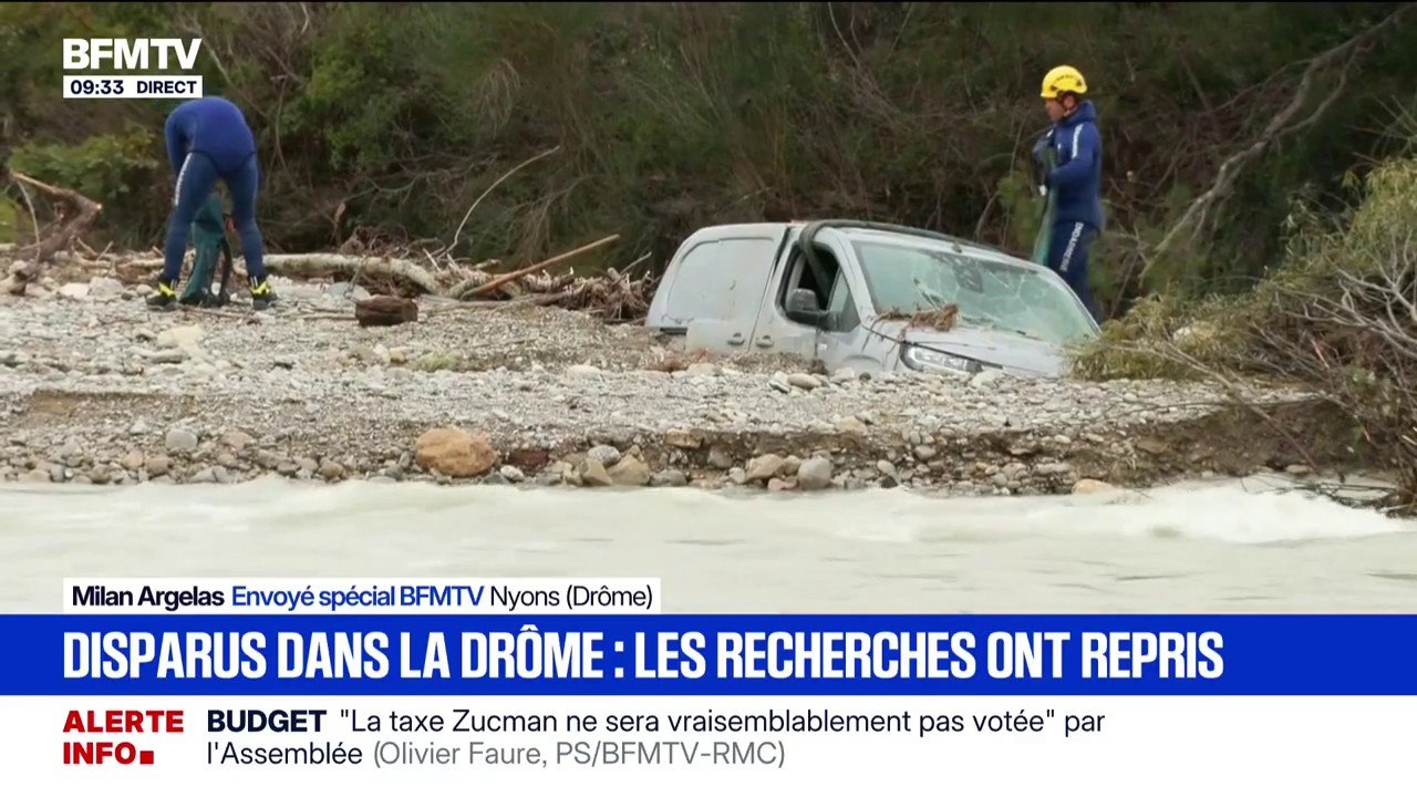 Crues dans la Drôme: des plongeurs mobilisés pour retrouver les deux personnes toujours disparues
