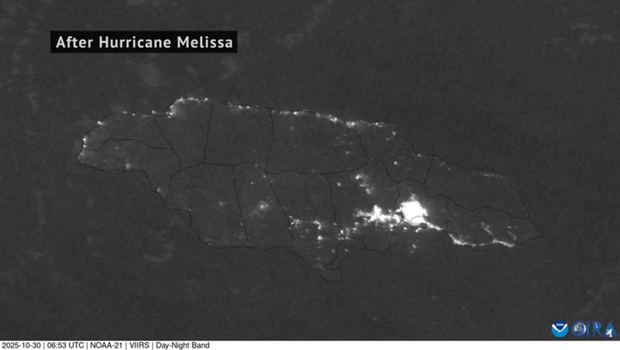 Devastating power losses across Jamaica after Hurricane Melissa captured in satellite imagery