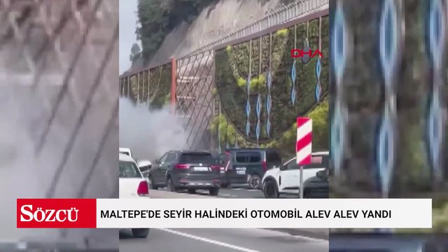 Maltepe'de seyir halindeki otomobil alev alev yandı