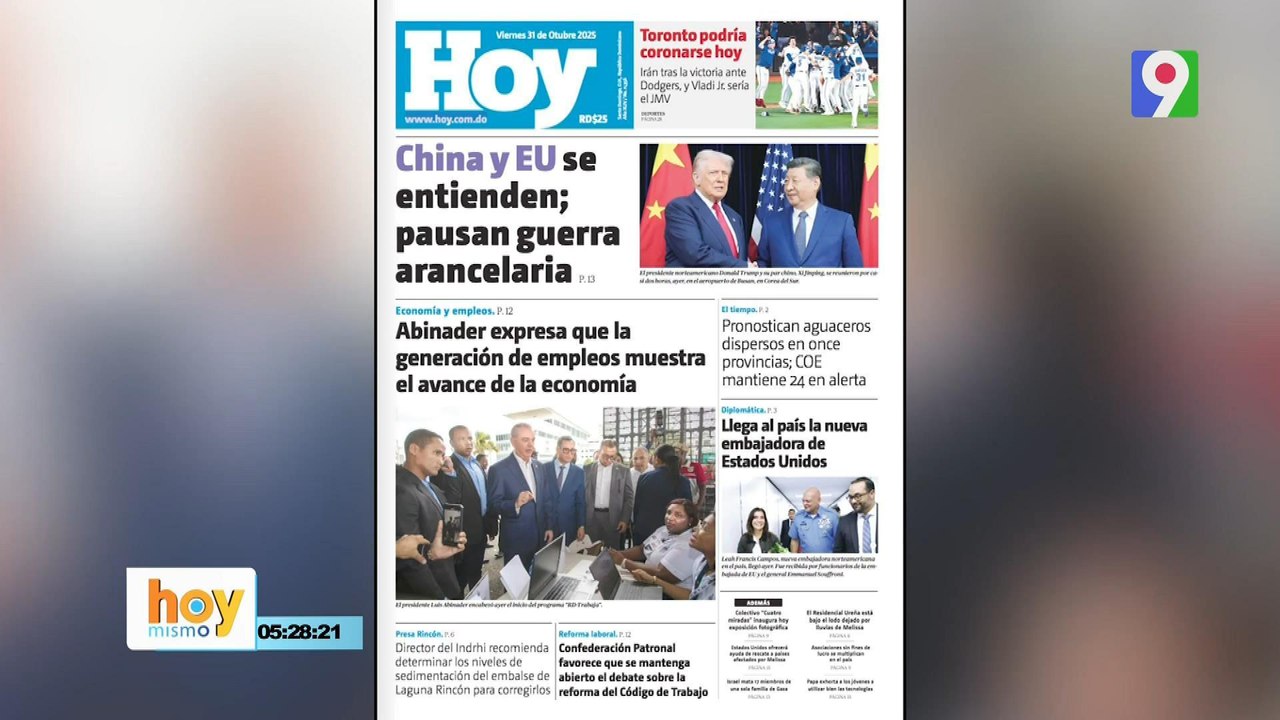 Titulares prensa dominicana viernes 31 de octubre 2025 | Hoy Mismo
