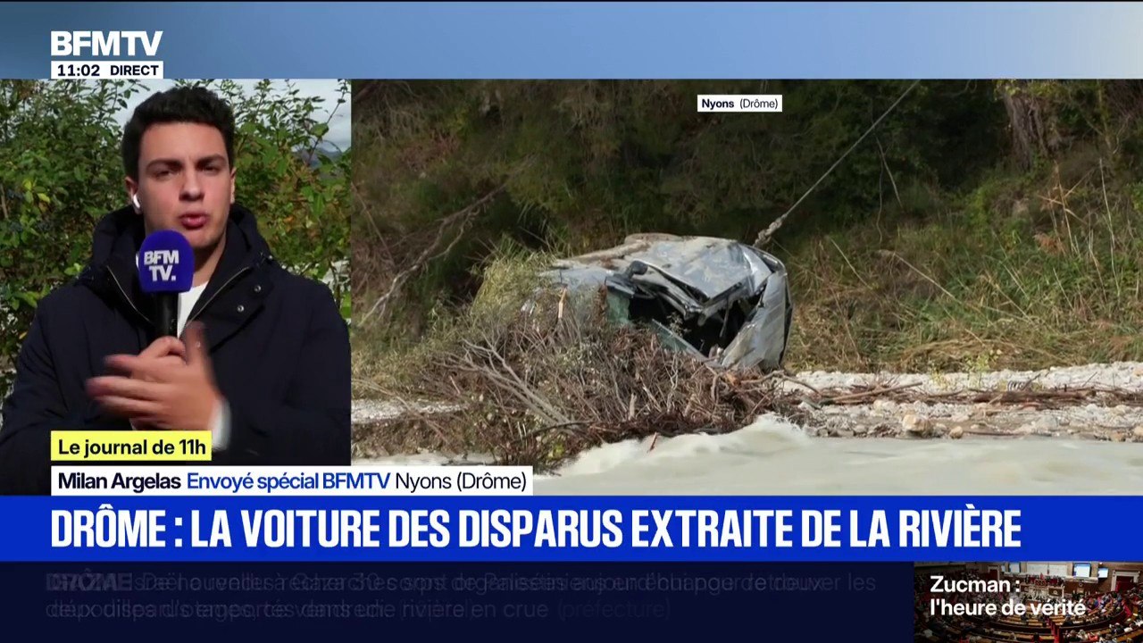 Crues dans la Drôme: la voiture des personnes disparues extraite de la rivière