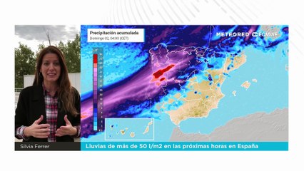 Lluvias de más de 50 l/m2 en las próximas horas en España
