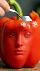Red bell pepper is eating and dancing while singing 🤯 🎶
