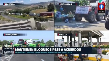 Campesinos exigen mejor precio del maíz y bloquean carreteras