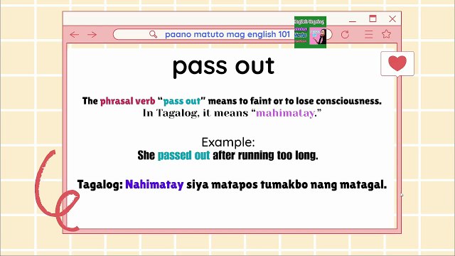 Learn Phrasal Verbs in English Lesson #1 pass out (English-Tagalog Explanation