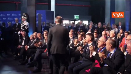 Mattarella lascia il Terminal 5 di Fiumicino dopo la cerimonia per il 65esimo dello scalo