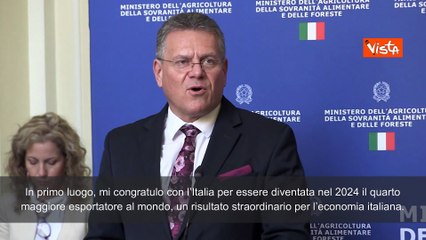 Sefcovic: Congratulazioni Italia per essere diventata 4° esportatore al mondo nel 2024