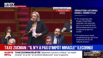"J'avoue avoir un certain plaisir à vous voir vous débattre dans une situation aussi inconfortable": Marine Le Pen s'adresse à Sébastien Lecornu après le rejet de la taxe Zucman