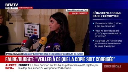 Budget: "Nous devons pouvoir prendre le temps de débattre amendement par amendement", explique Prisca Thévenot, députée Ensemble pour la République