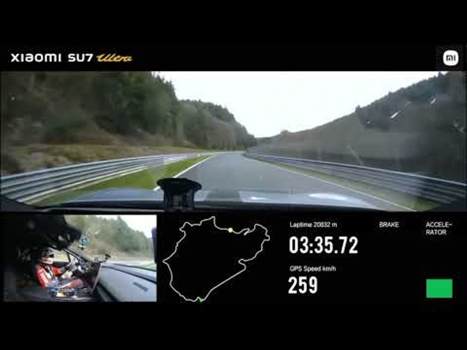 7:04,957 min. | 2025 Xiaomi SU7 Ultra Rundenrekord auf dem Nürburgring - volle Runde