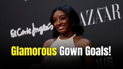 Simone Biles Dazzles in Figure-Hugging Gown at Women of the Year Awards Red Carpet in Spain