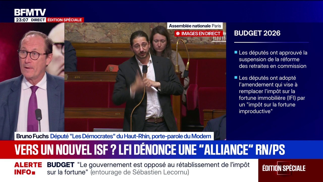 Impôt sur la fortune improductive voté: "C'est une proposition qu'on a depuis 2017", explique Bruno Fuchs, député (Les Démocrates)