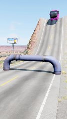 Colorful Long City Buses vs Low Pipe Trap - BeamNGRush