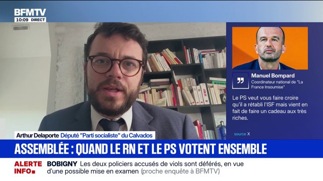 Impôt sur la fortune improductive: Il n'y a jamais eu d'échange avec le Rassemblement national [...] Il faut arrêter les délires complotistes , assure Arthur Delaporte, député socialiste du Calvados