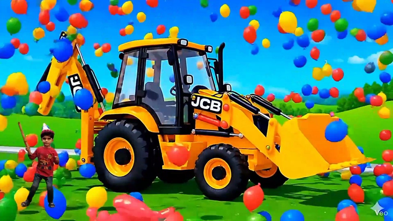 The mascot vibrato assistant JCB, Tractor placed on the football field is popular, co-produced, and creative by MG Kitty