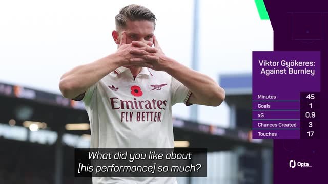 Gyokeres had 'his best game for Arsenal' in Burnley win - Arteta