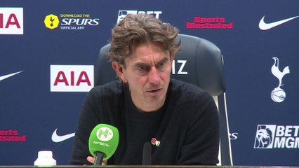Tottenham boss Thomas Frank reacts to their 1-0 loss at home to Chelsea.