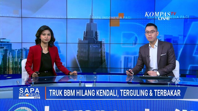 Mobil Tangki BBM Terguling dan Terbakar di Cianjur, Pos Polisi Ikut Hangus Terbakar | SAPA PAGI