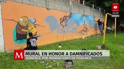 Artistas urbanos de Veracruz crean mural en homenaje a los damnificados