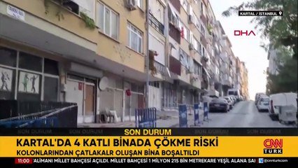 İstanbul Kartal’da çatlaklar oluşan 4 katlı bina tahliye edildi
