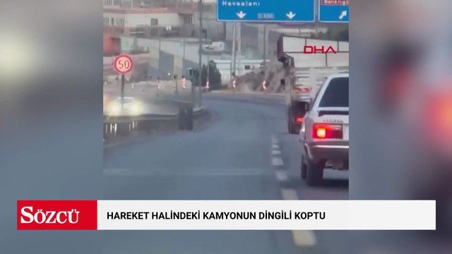 Hareket halindeki kamyonun dingili koptu; o anlar kamerada